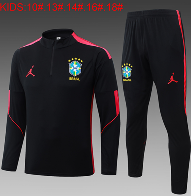 Chándal Brasil 2026 (Black Half Zip) - NIÑOS